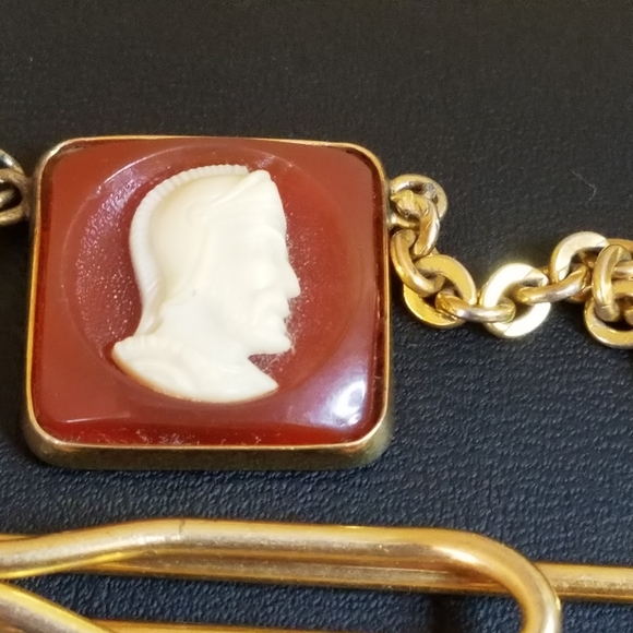 VTG Swank gold tone tie bar roman soldier centurian profile - Picture 6 of 6